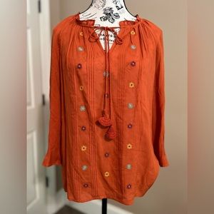 NWT Orange shirt with small flowers on it